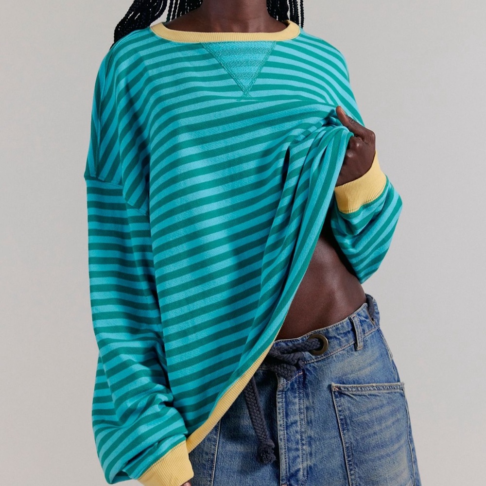 Free People We The Free | Classic Striped Oversized Crewneck | XS - Picture 16 of 16